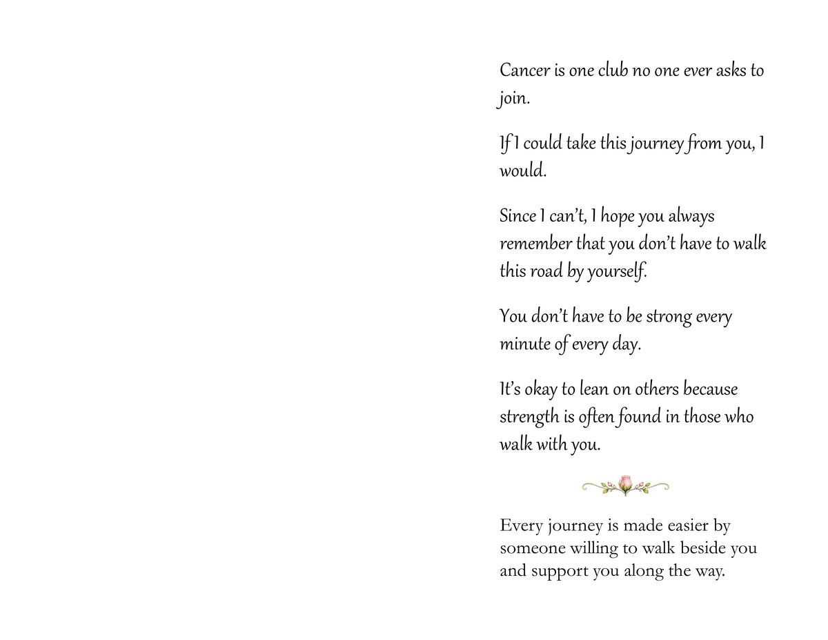 Open inside spread of You Don't Stand Alone – Breast Cancer Inspirational Message Card