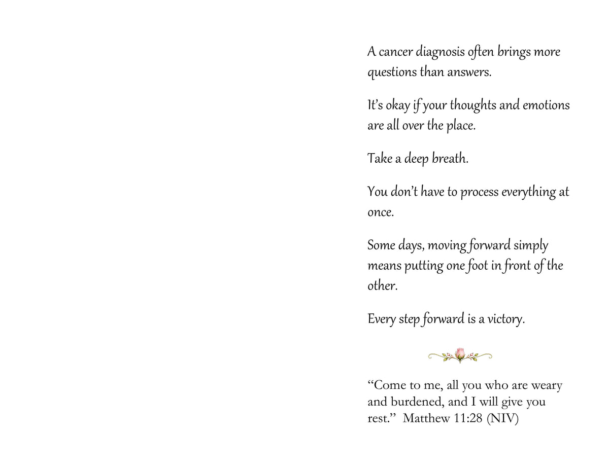 Open inside spread of When Everything Feels Chaotic – Lung Cancer Bible Verse Card