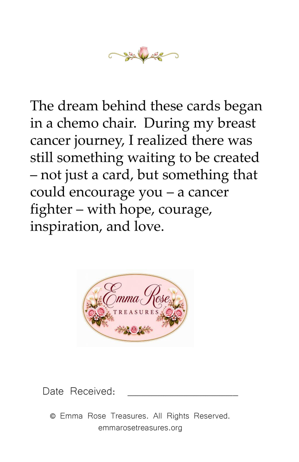 Back of Finding Peace Within the Journey – Breast Cancer Bible Verse Card